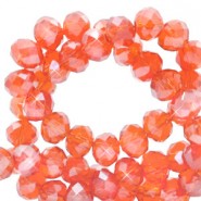 Faceted glass beads 3x2mm disc Fireopal orange-pearl shine coating